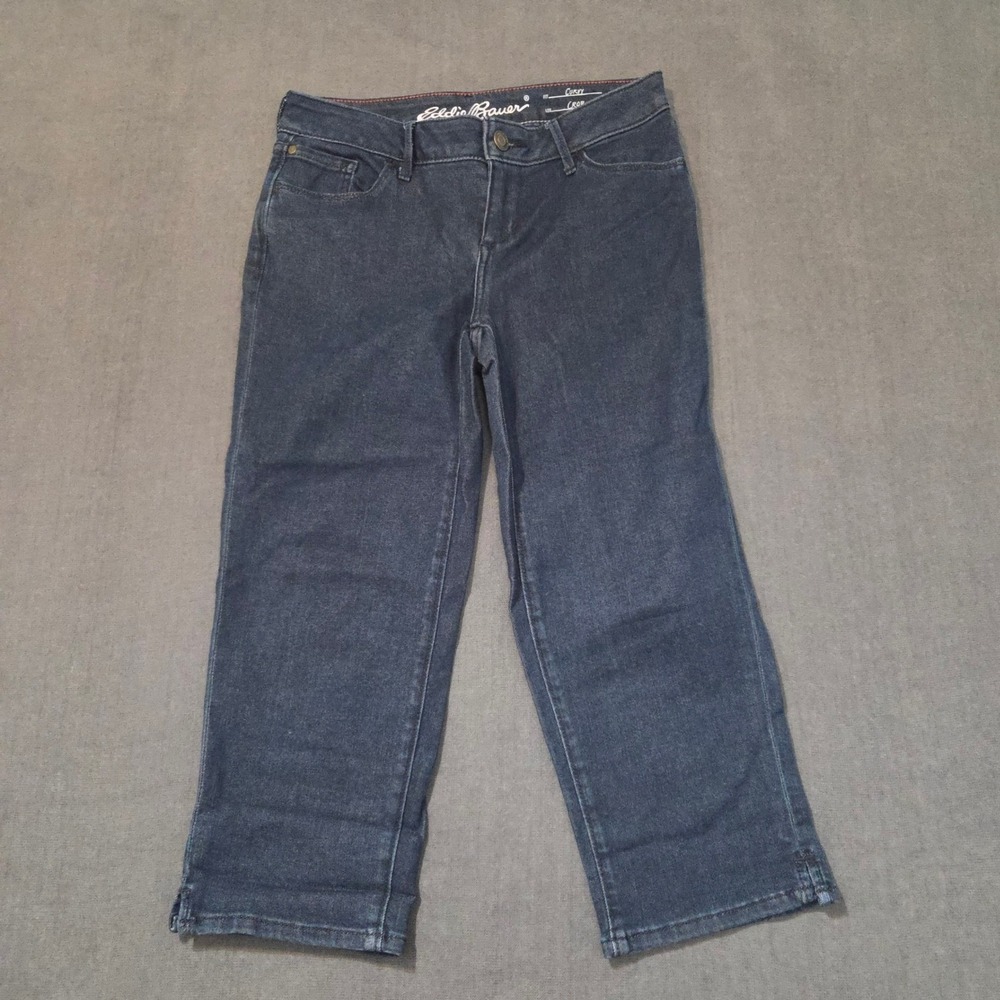 Eddie Bauer Curvy Fit Crop Jeans Womens P2 Dark Wash Denim‎ Petite Stretch